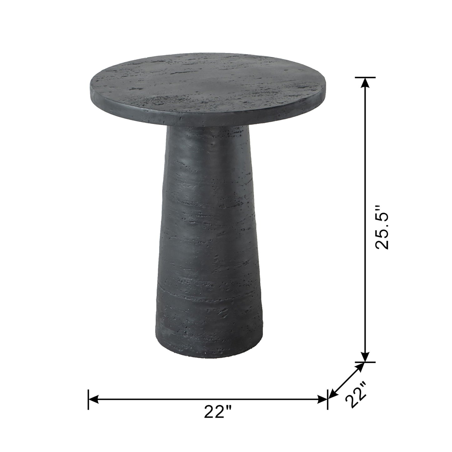 Round Side Table With Pedestal Base - Black