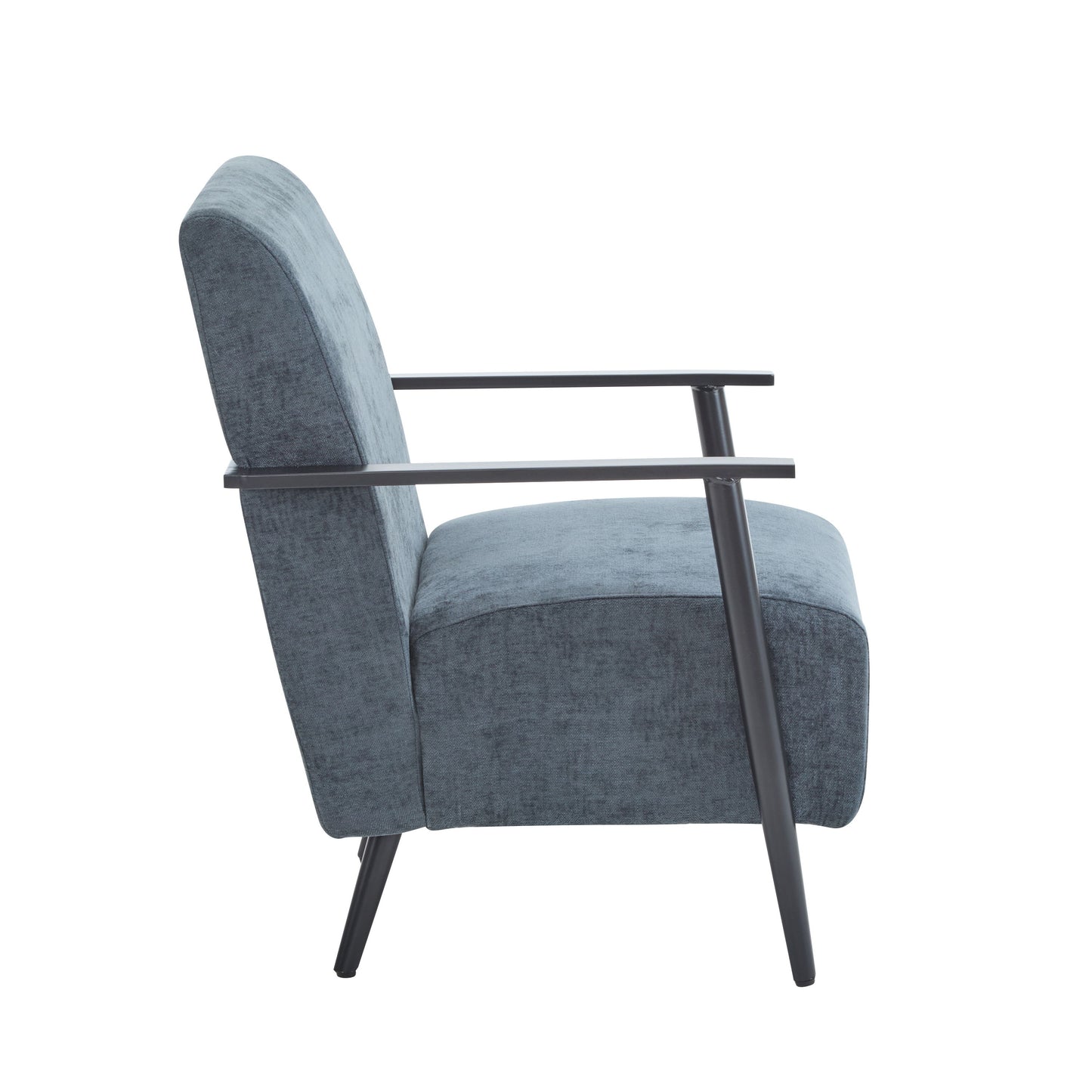 Modern Lounge Chair With Polyester Upholstery And Sturdy Metal Frame - Blue Gray