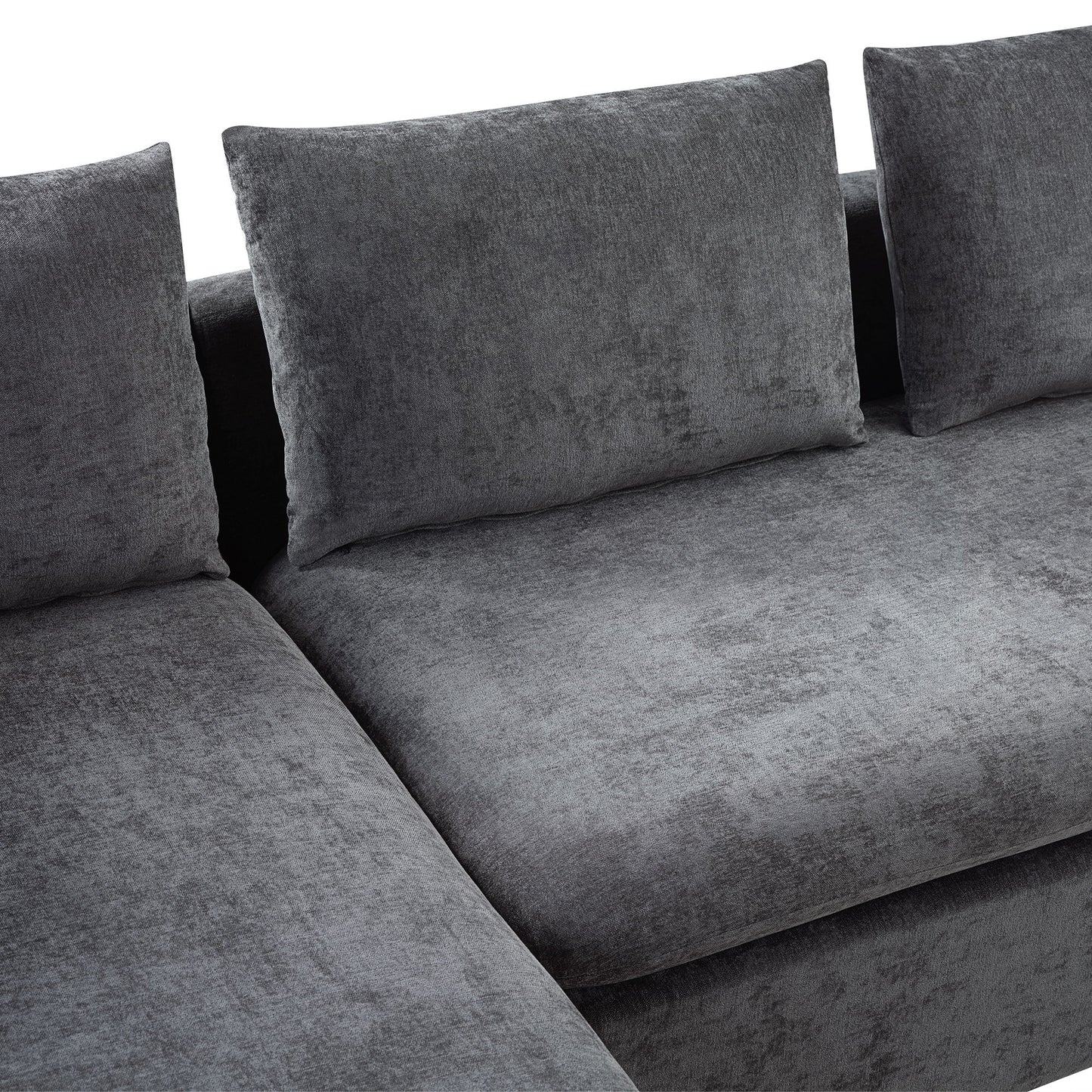Modern L Shaped Sectional Sofa With Storage Chenille, Upholstered Couch - Gray