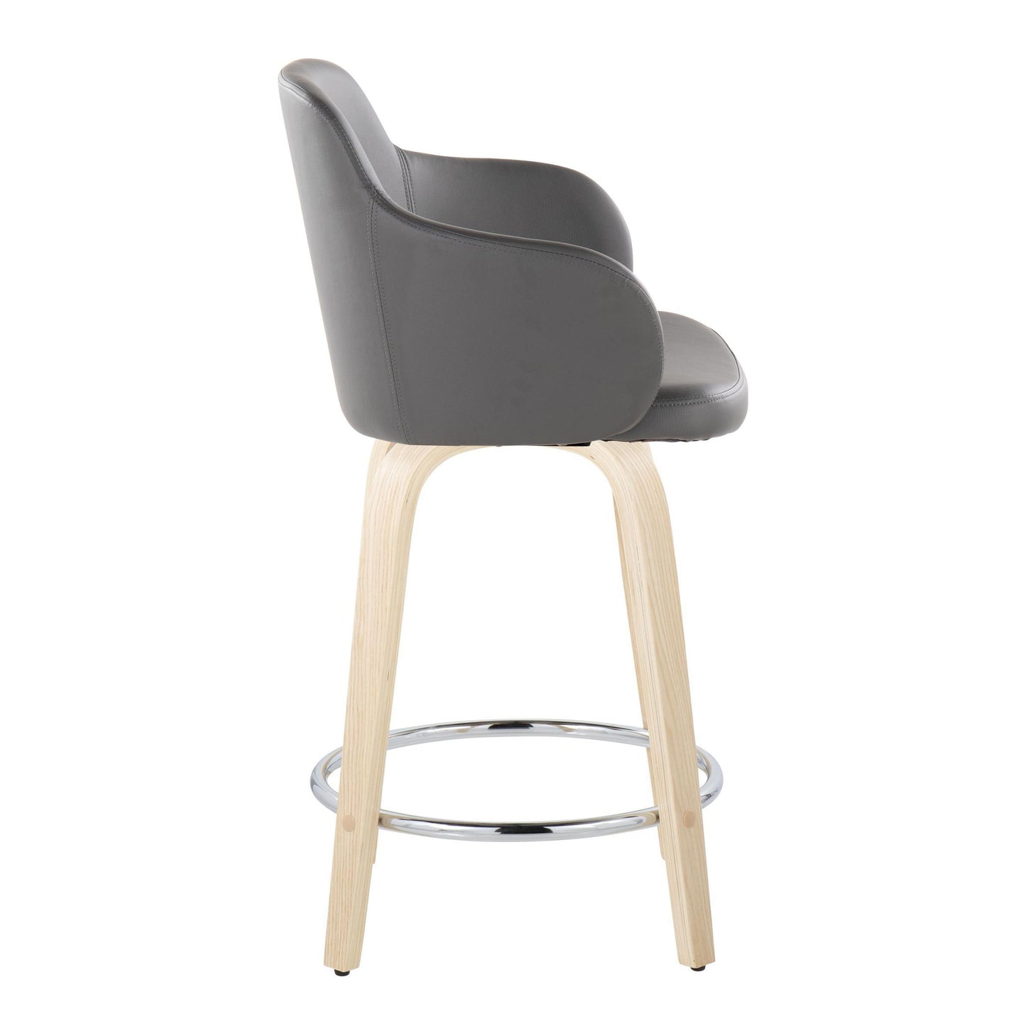 Boyne - Contemporary Fixed Height Counter Stool With Swivel With Round Footrest (Set of 2) - Natural / Gray