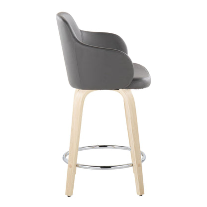 Boyne - Contemporary Fixed Height Counter Stool With Swivel With Round Footrest (Set of 2) - Natural / Gray