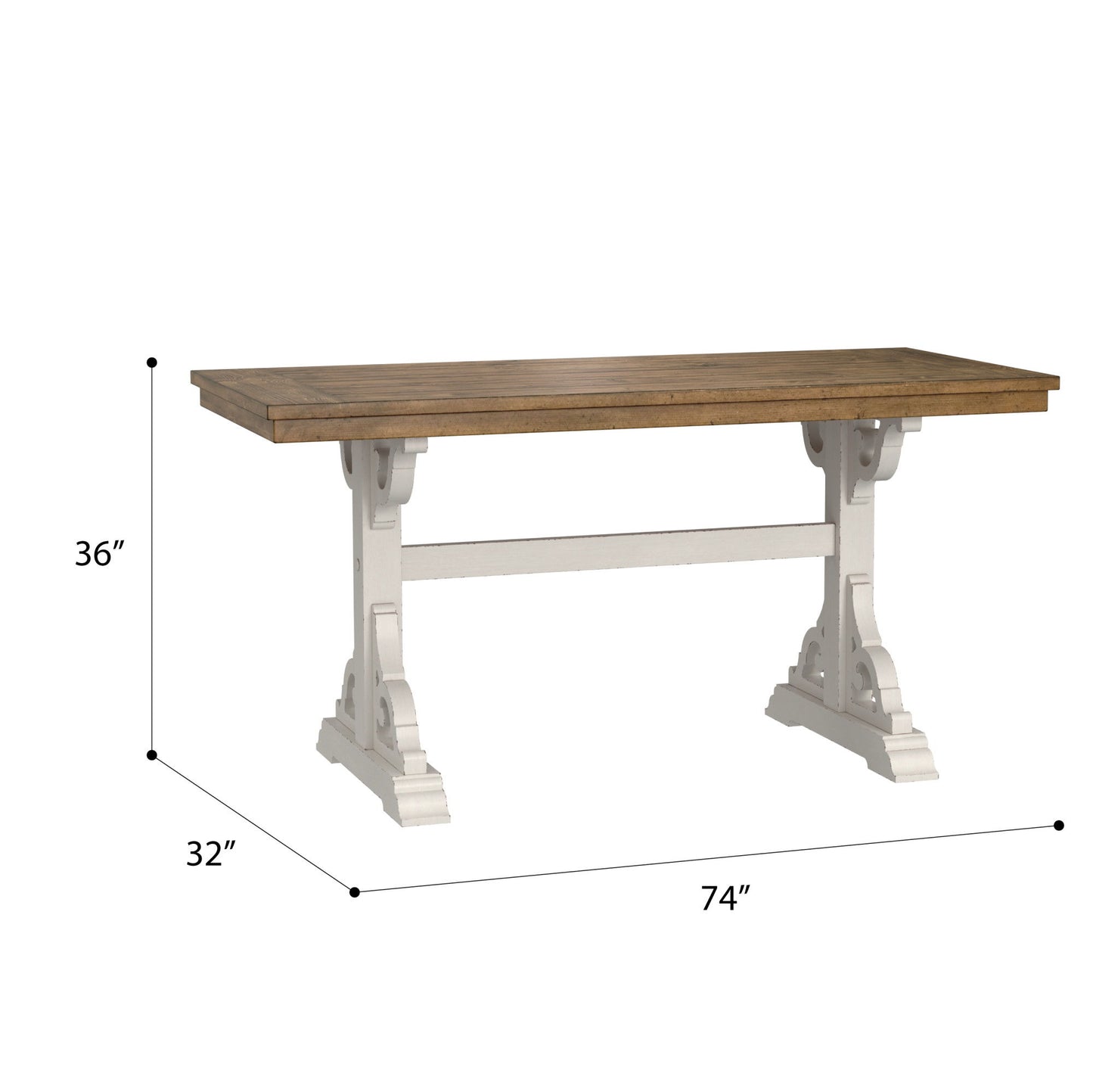 Haidel - Trestle Gathering Table - Brown / White