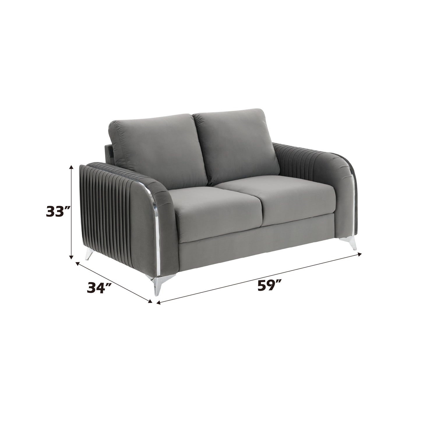Wenona - Velvet Loveseat - Gray