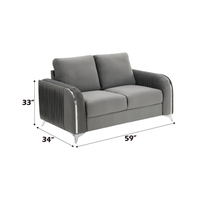 Wenona - Velvet Loveseat - Gray