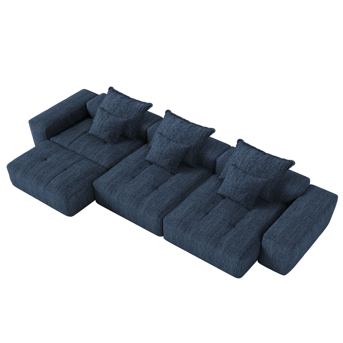 Modern Oversized Modular Sectional Sofa, Sparkling Chenille Soft Cushion Sofa With 6 Pillows, 6 Pieces Diy Combination Tufted Sofa, No Assembly Required - Blue