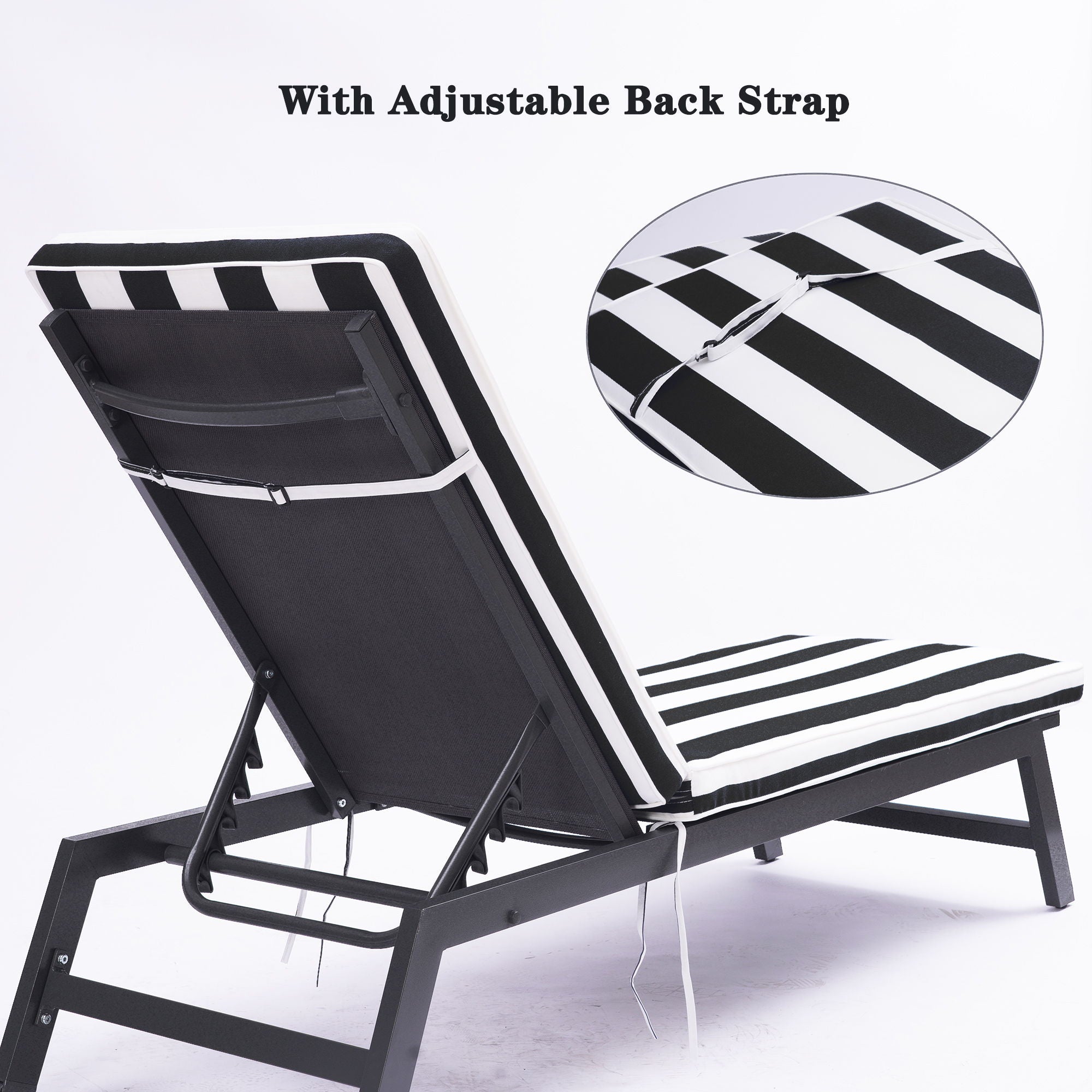 Outdoor Lounge Chair Cushion Replacement Patio Funiture Seat Cushion Chaise Lounge Cushion - Black White Stripe