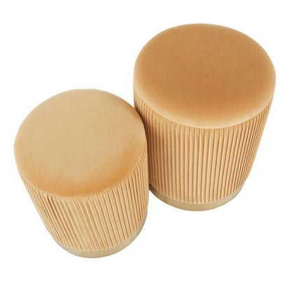 Marla - Contemporary Nesting Pleated Ottoman Set - Gold / Orange