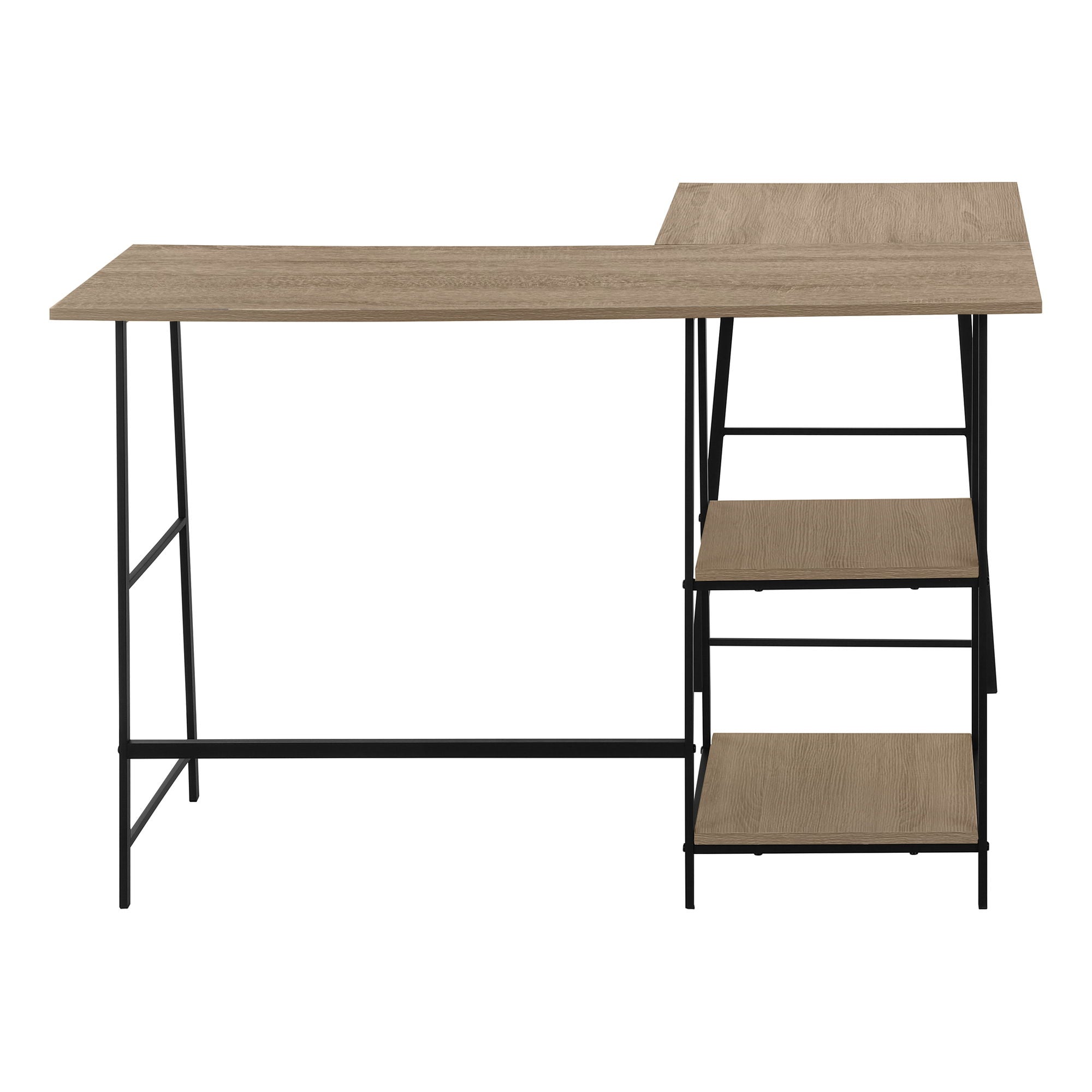 Computer Desk, Home Office, Corner, Storage Shelves, L-Shape, Work, Laptop, Contemporary, Modern - Taupe