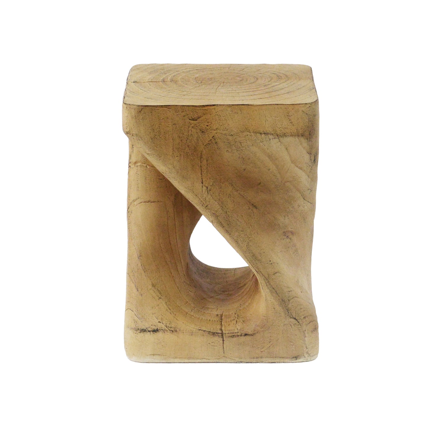 Mgo Twist Shape Side Table With Wood - Like Texture - Natural