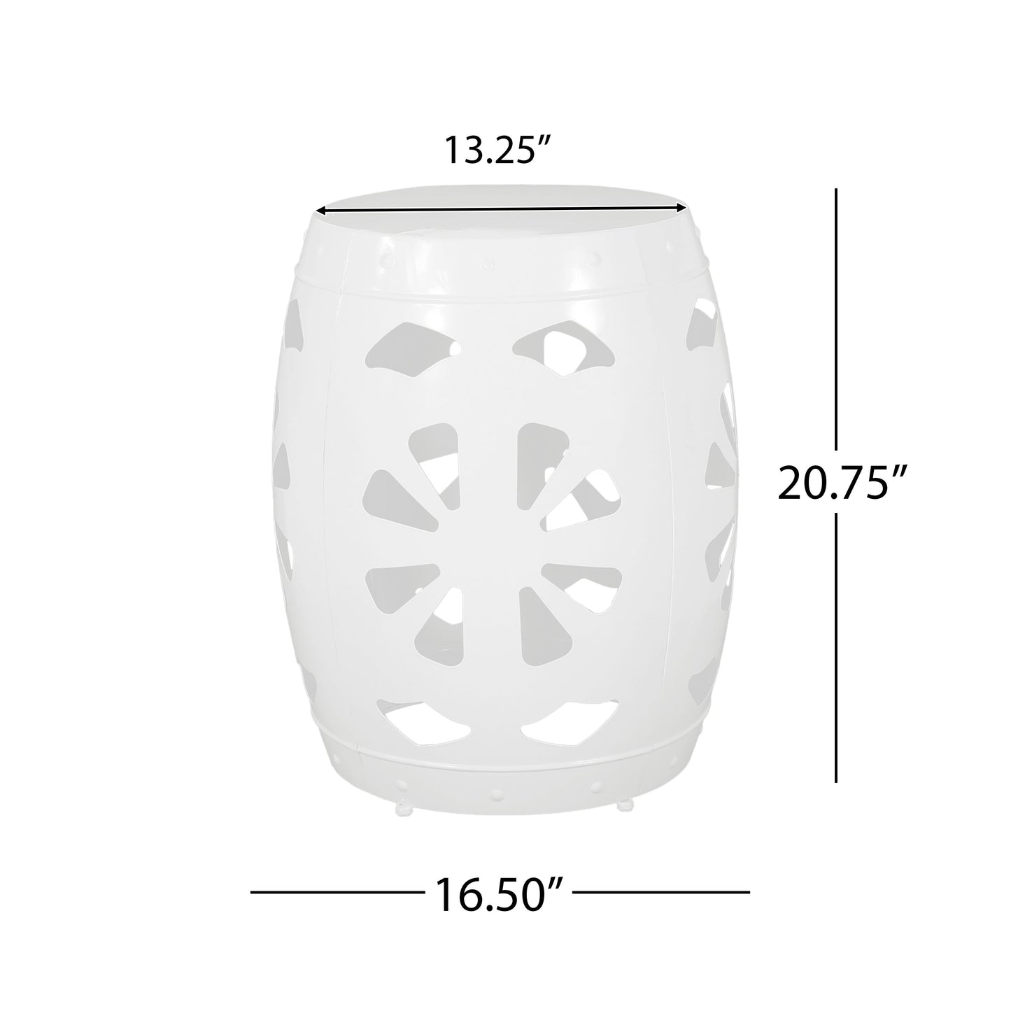 Large Metal End Table -White