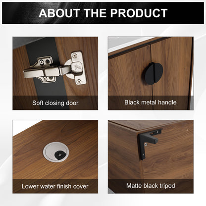 Bathroom Vanity Freestanding Cabinet With Sink - Brown