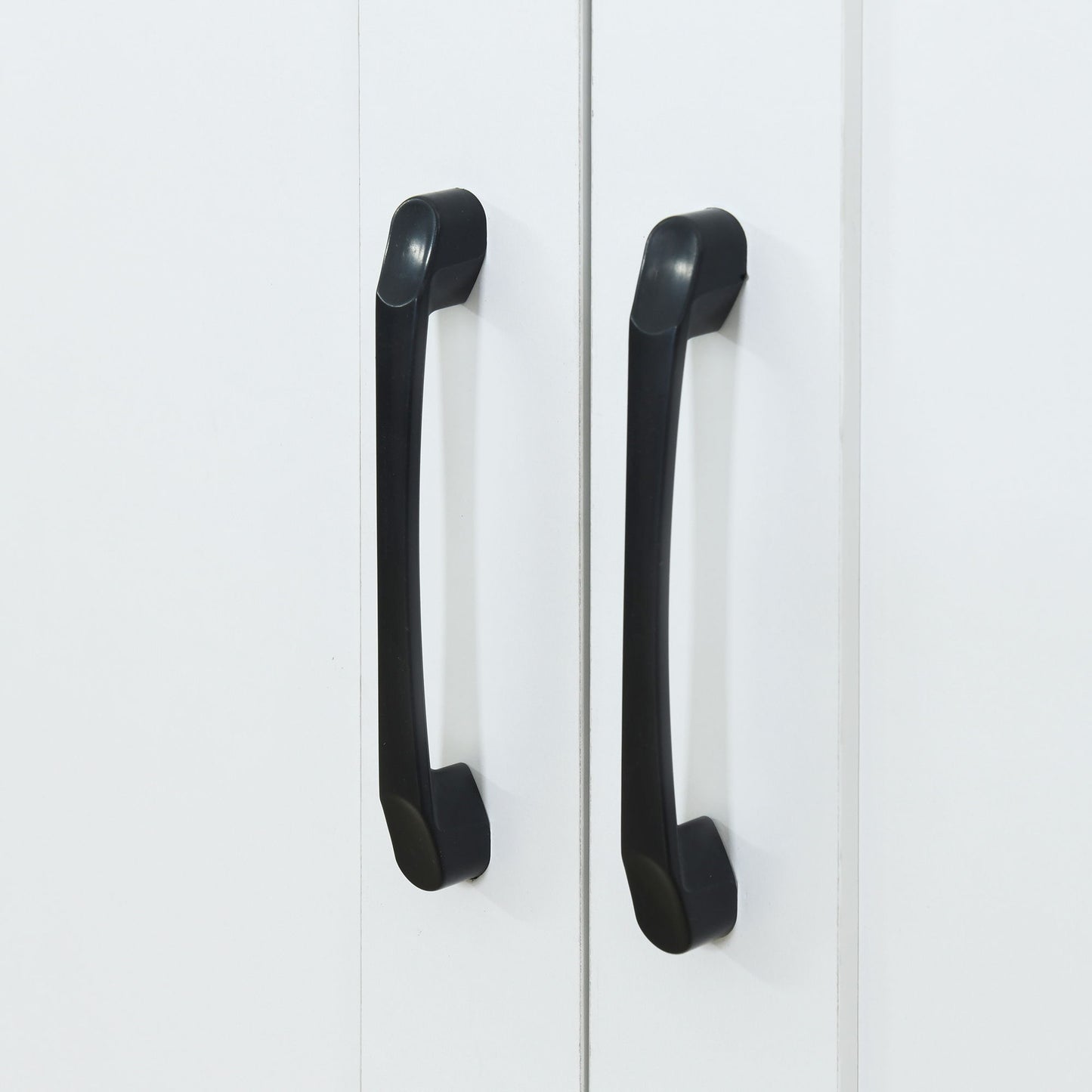 3 Door Storage Wardrobe For Dedroom With Shelves And 2 Drawers, Side Storage Shelves - White