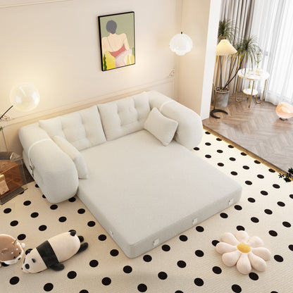 Human Dog Bed, Lazy Sofa Couch, Multifunctional Foldable Sofa Bed, 3 In 1 Teddy Fabric Sleeper Sofa Bed For Living Room Guest Bed, Playroom - Beige