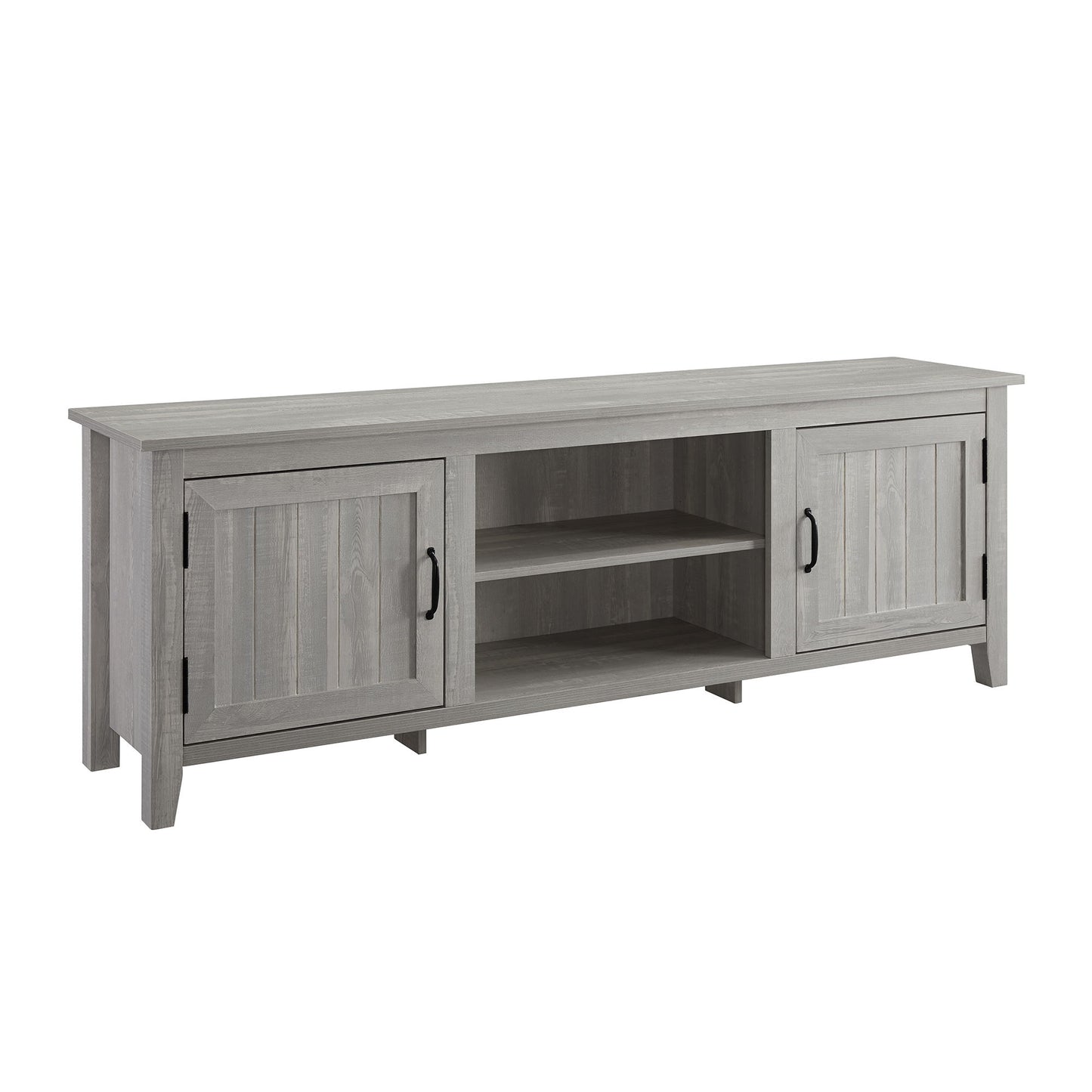 Modern Farmhouse 2 Door Grooved 70" TV Stand For 85" TVs - Stone Gray