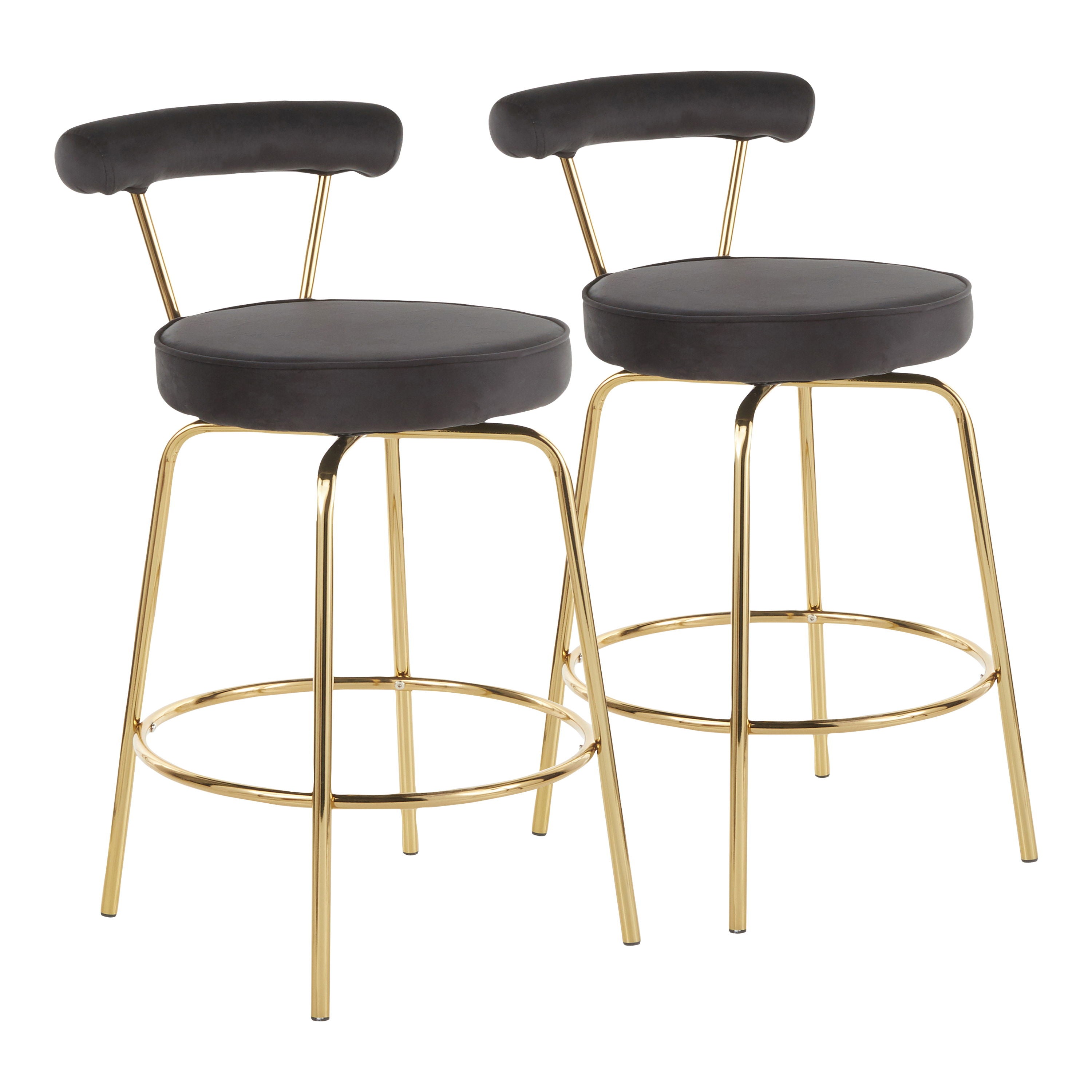Rhonda - Glam Counter Stool (Set of 2) - Gold / Black