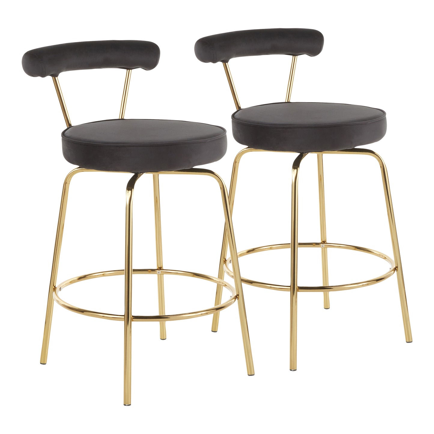 Rhonda - Glam Counter Stool (Set of 2) - Gold / Black