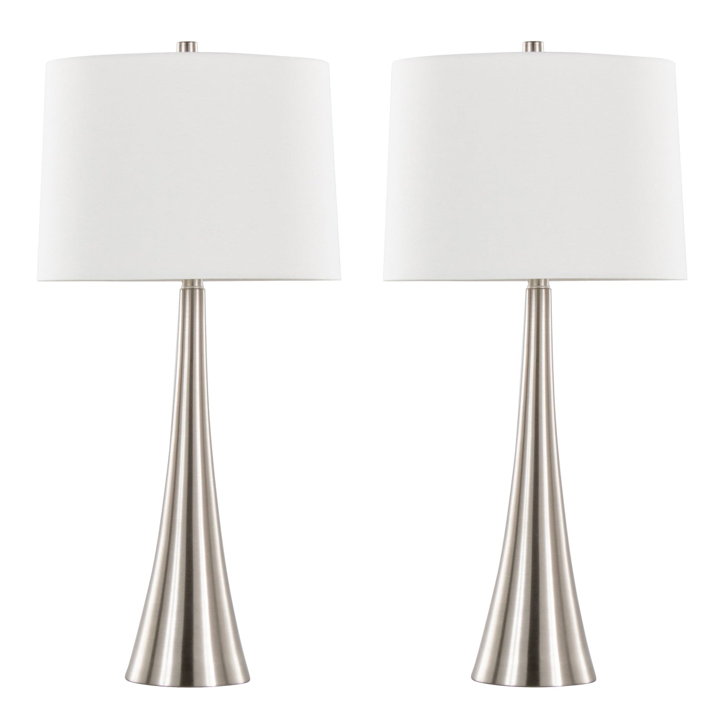 Diana - Contemporary Table Lamp (Set of 2) - Nickel / White