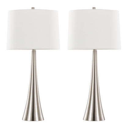 Diana - Contemporary Table Lamp (Set of 2) - Nickel / White
