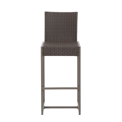 Outdoor Barstool With Hand Crafted Details (Set of 2) - Dark Brown