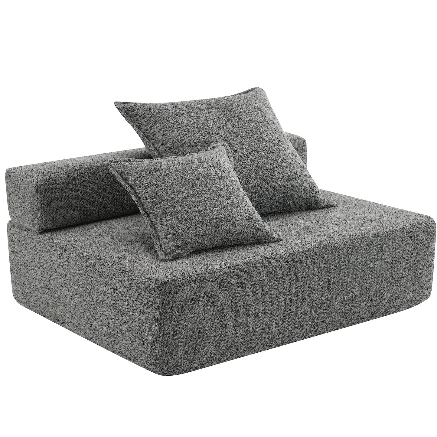 Loveseat Frame For Oversized Modular U Shaped Sectional Floor Couch Convertible Compressed Couch, Spacious Foam Filled Sofa - Gray