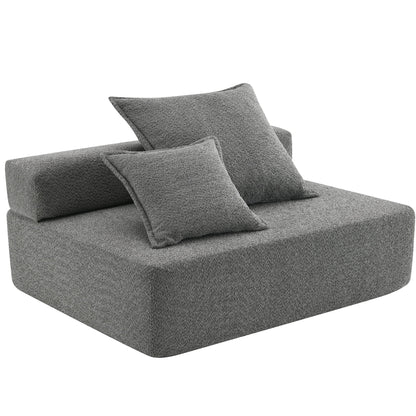 Loveseat Frame For Oversized Modular U Shaped Sectional Floor Couch Convertible Compressed Couch, Spacious Foam Filled Sofa - Gray