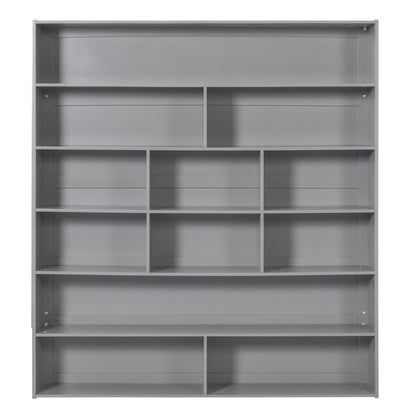 Full Over Full Bunk Bed With 2 Drawers And Multi-Layer Cabinet - Gray
