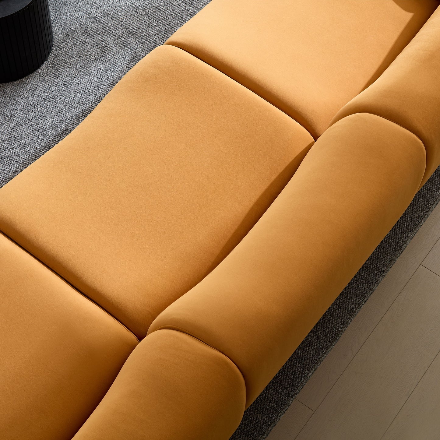 Sectional Sofa With Durable Fabric And High Density Sponge, Solid Wood Frame, 4 Seats - Orange