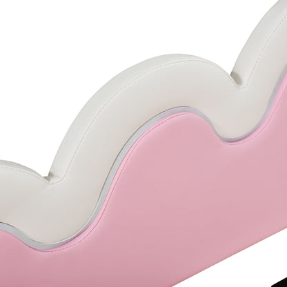 Twin Extending Daybed With LED Lights, Modern Upholstered Princess Daybed With Crown Headboard - White