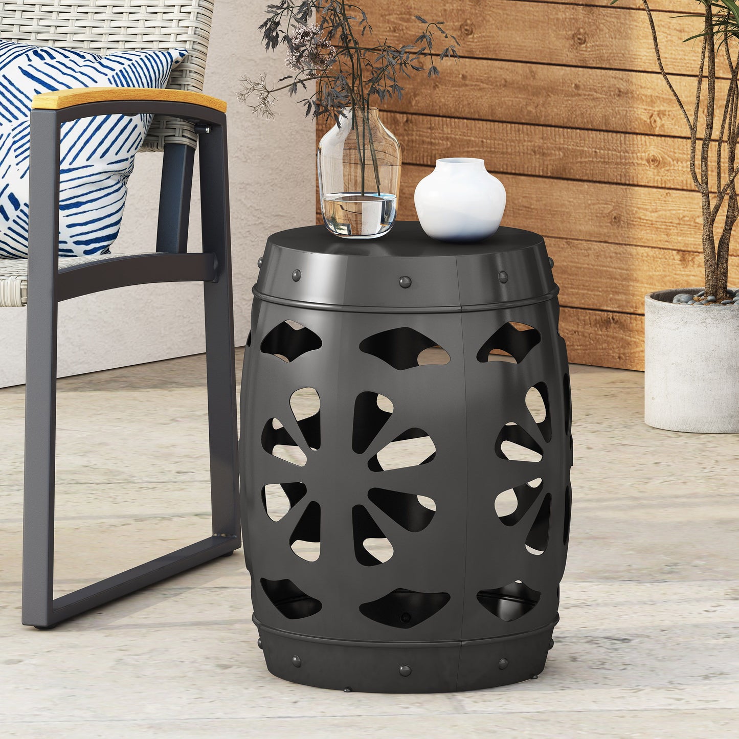 Large Metal End Table - Black