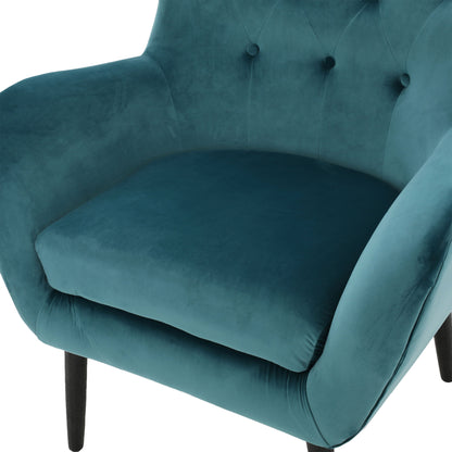 Alyssa - Velvet Arm Chair With Wingback Design - Teal