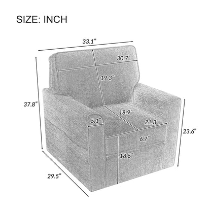 360 Degree Swivel Chair Accent Barrel Armchair With Side Pockets, Compact Design For Living Room, Bedroom, Office - Gray