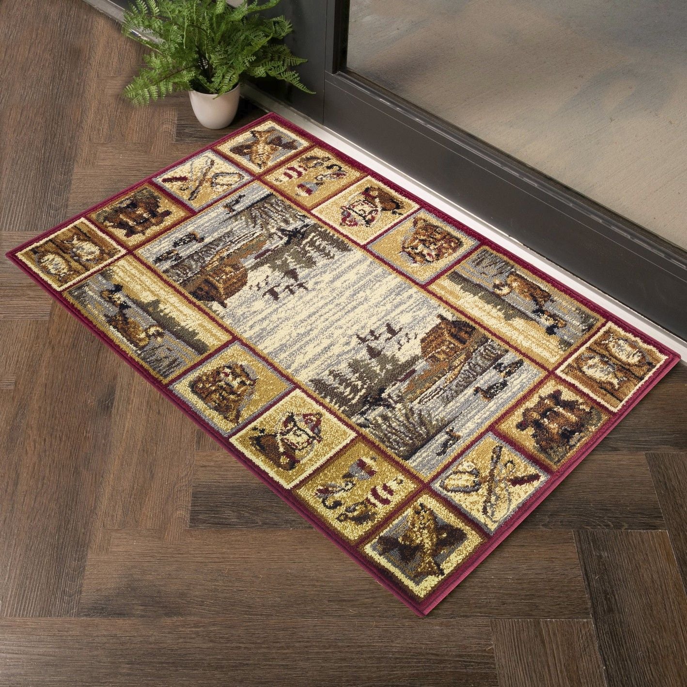 Nature's Nest - 7'10" X 10'3" Polyester Lodge Area Rug - Multi