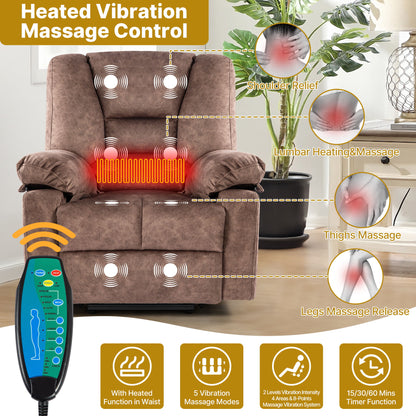 Power Lift Recliner Chair Sofa With Massage - Brown