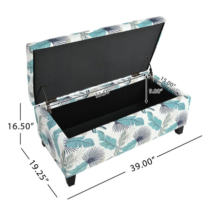 Charming Floral Storage Ottoman With Upholstered Fabric And Wood Frame - Flower