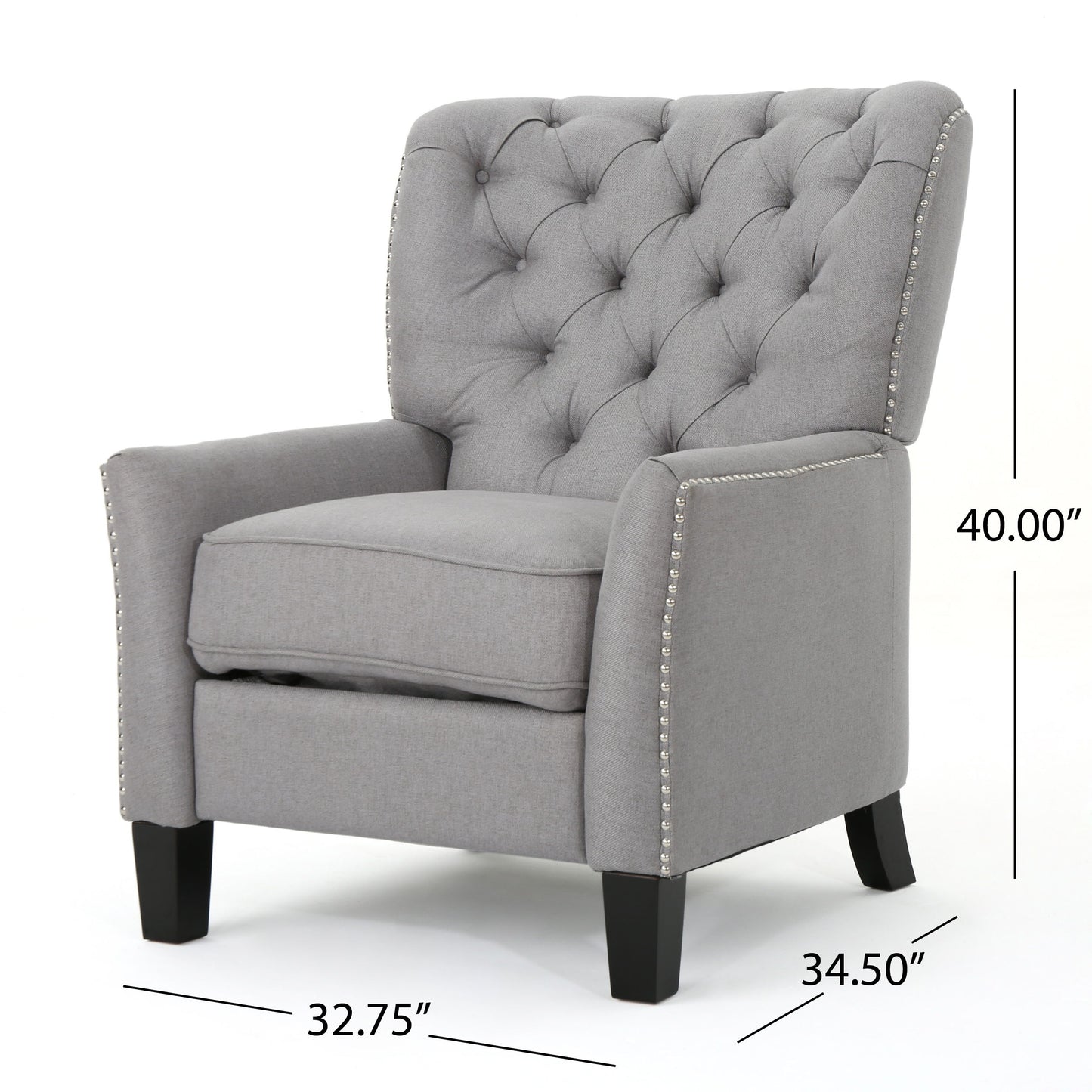 Modern Push Back Recliner - Light Gray