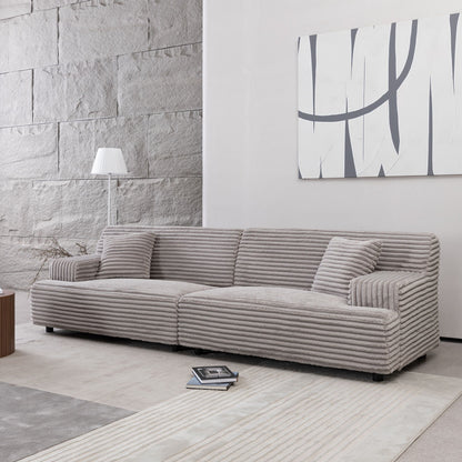Modern 2291-G Sofa, Comfortable Cloud Sofa, Soft Plush Corduroy Interior With Square Armrests, Living Room Or Bedroom - Gray