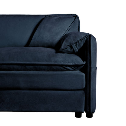 Oversized Recliner Chair With Movable Ottoman, Soft Chenille Upholstered Indoor Lounge Chair, Diy Combination - Blue