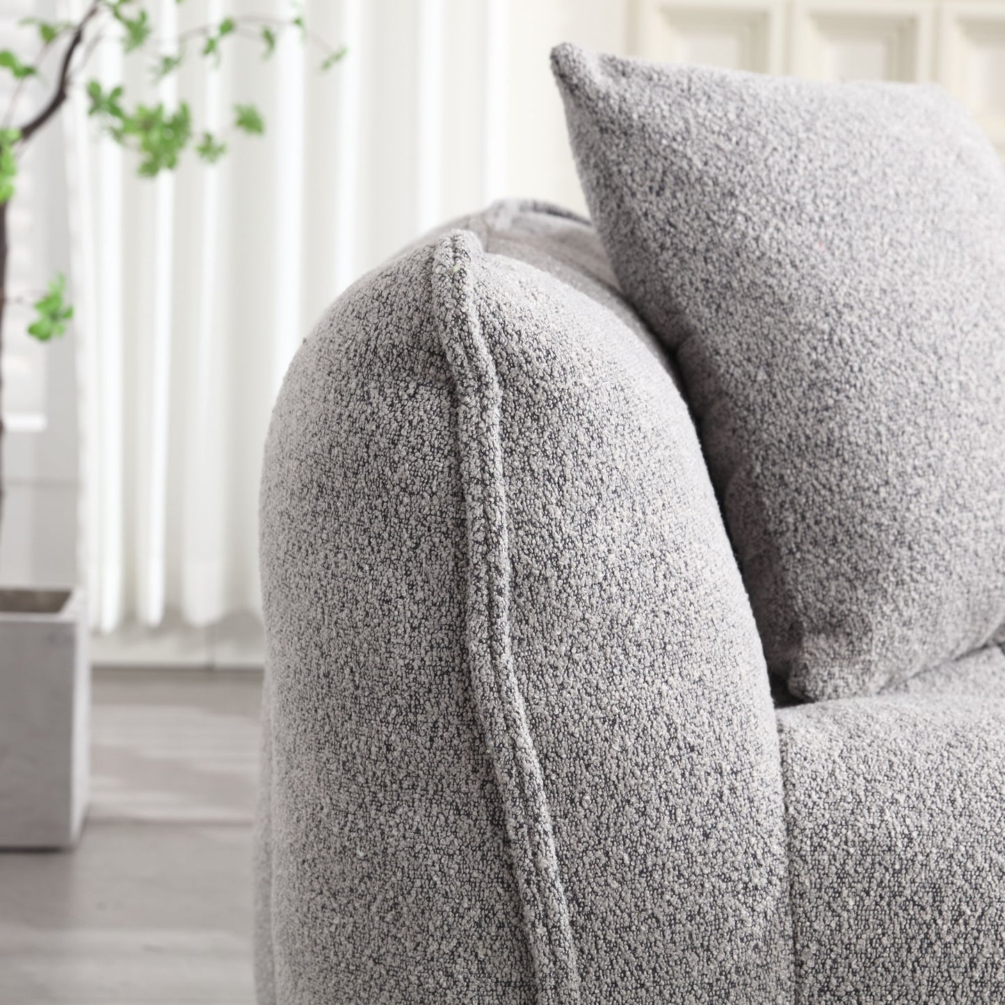 Soft Beanbag Chair With High Resilience Foam Core For Two People - Gray