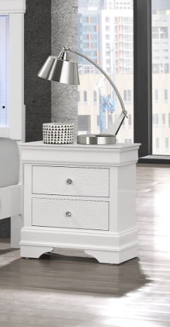 Shaker - Crocodile Metallic Nightstand - White