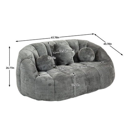 Durable Comfort High Back Bean Bag Sofa Lounger For Adults And Kids - Gray