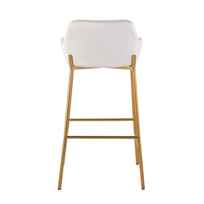 Daniella - Contemporary / Glam Fixed Height Bar Stool (Set of 2) - Gold / White