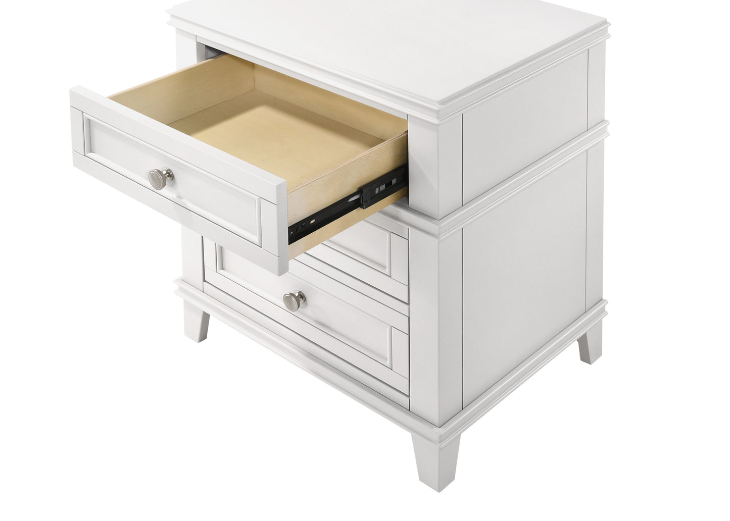 3 Drawer Nightstand With USB - White