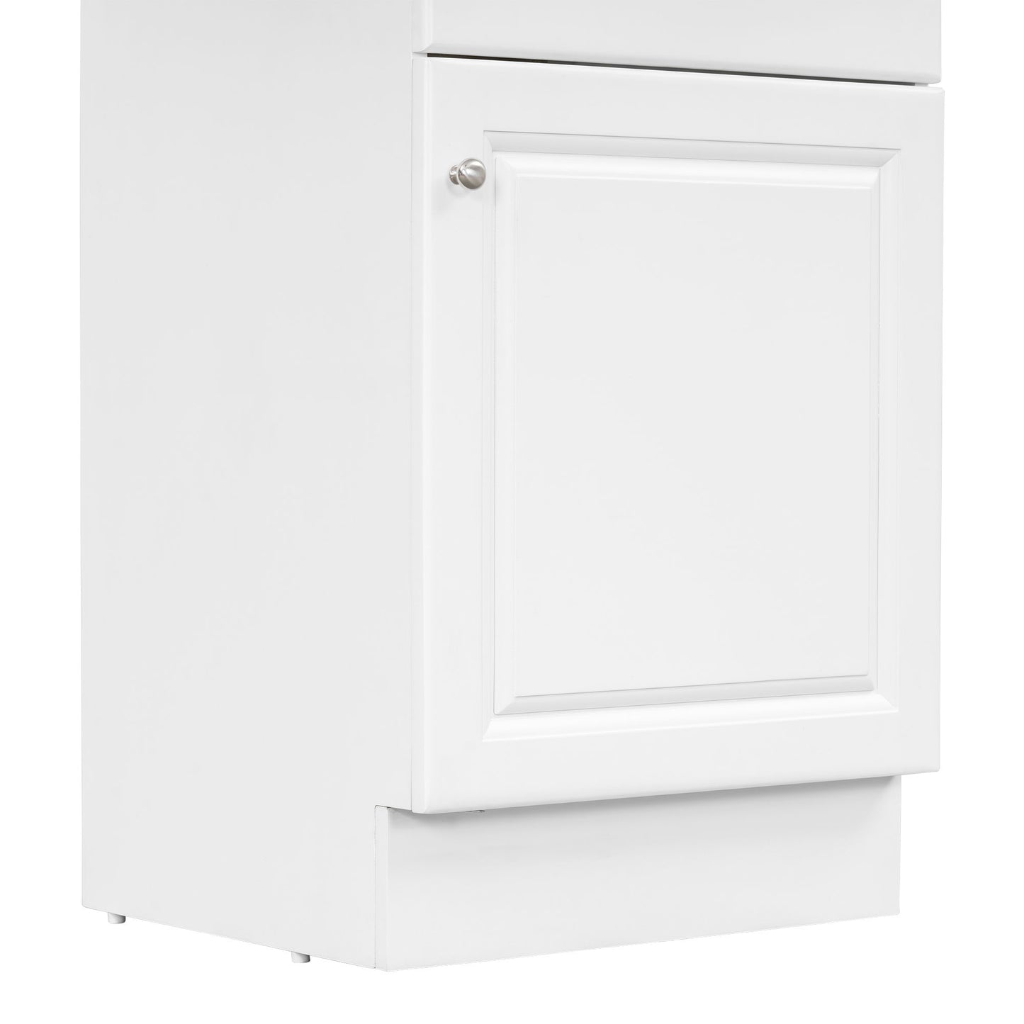 20" Bathroom Vanity With Sink, Freestanding Cabinet With Door Shelf And Adjustable Shelf, And Ceramic Construction - White