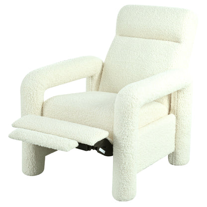 Push Back Recliner Armchair Upholstered Single Sofa With Adjustable Backrest For Living Room - Beige