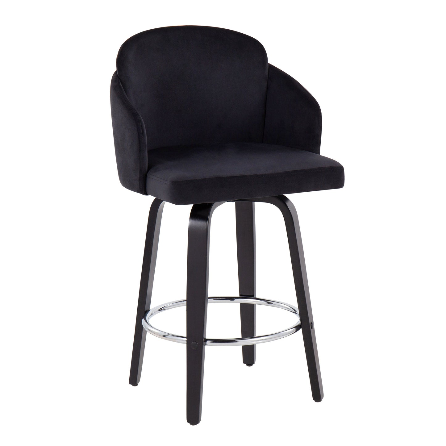 Dahlia - Contemporary Counter Stool Round Chrome Footrest (Set of 2) - Black / Gold