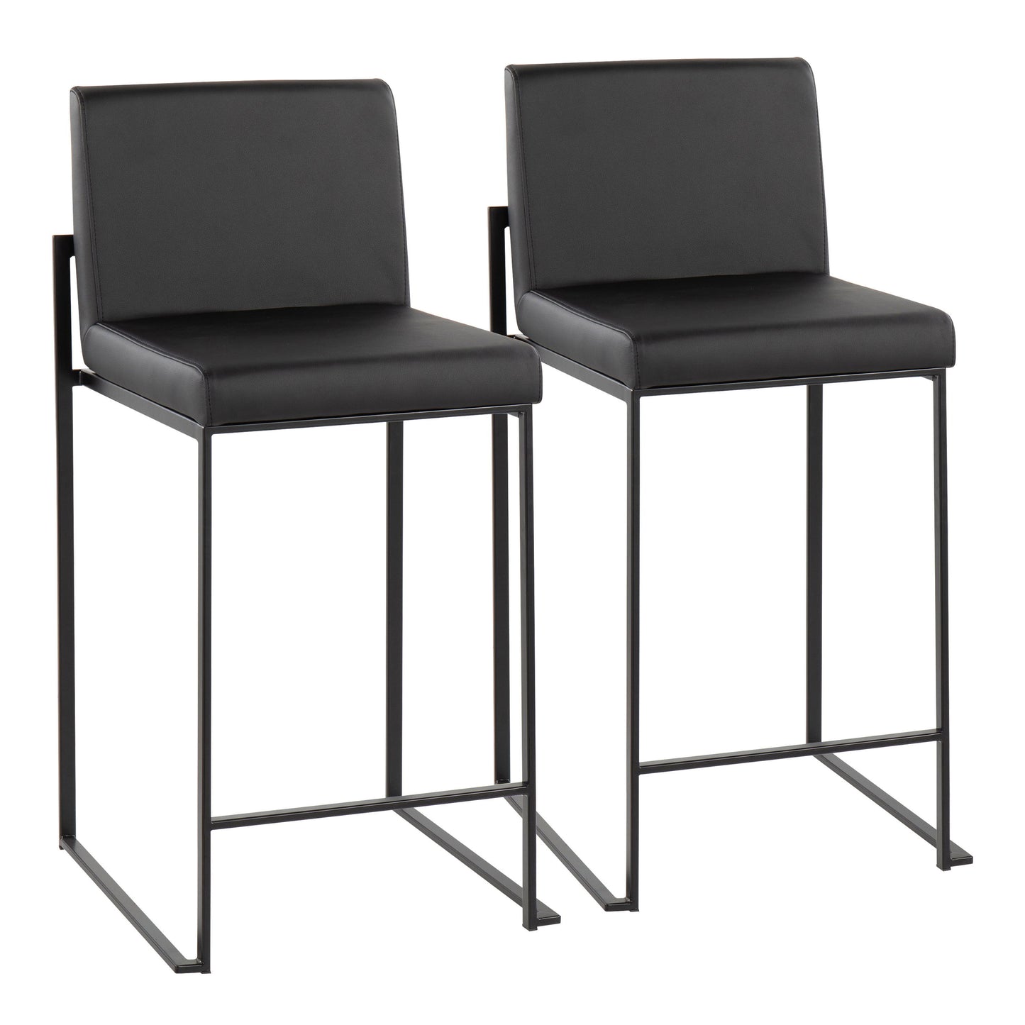 Fuji - Contemporary, High Back Counter Stool (Set of 2) - Black