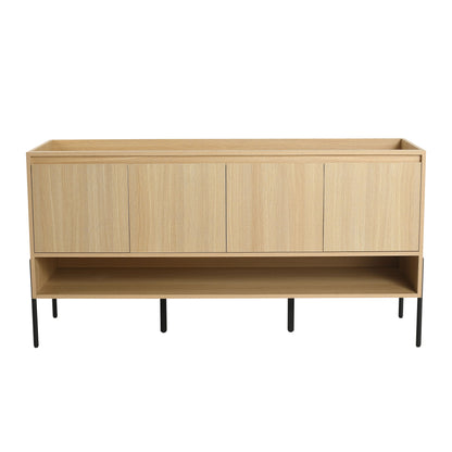 Modern Freestanding Bathroom Vanity With 4 Soft Close Cabinet Doors - Oak