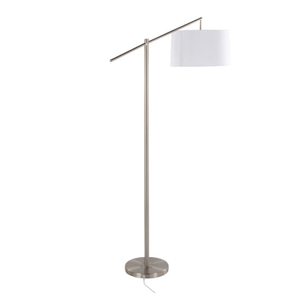 Casper - Contemporary Floor Lamp - Nickel / Off White