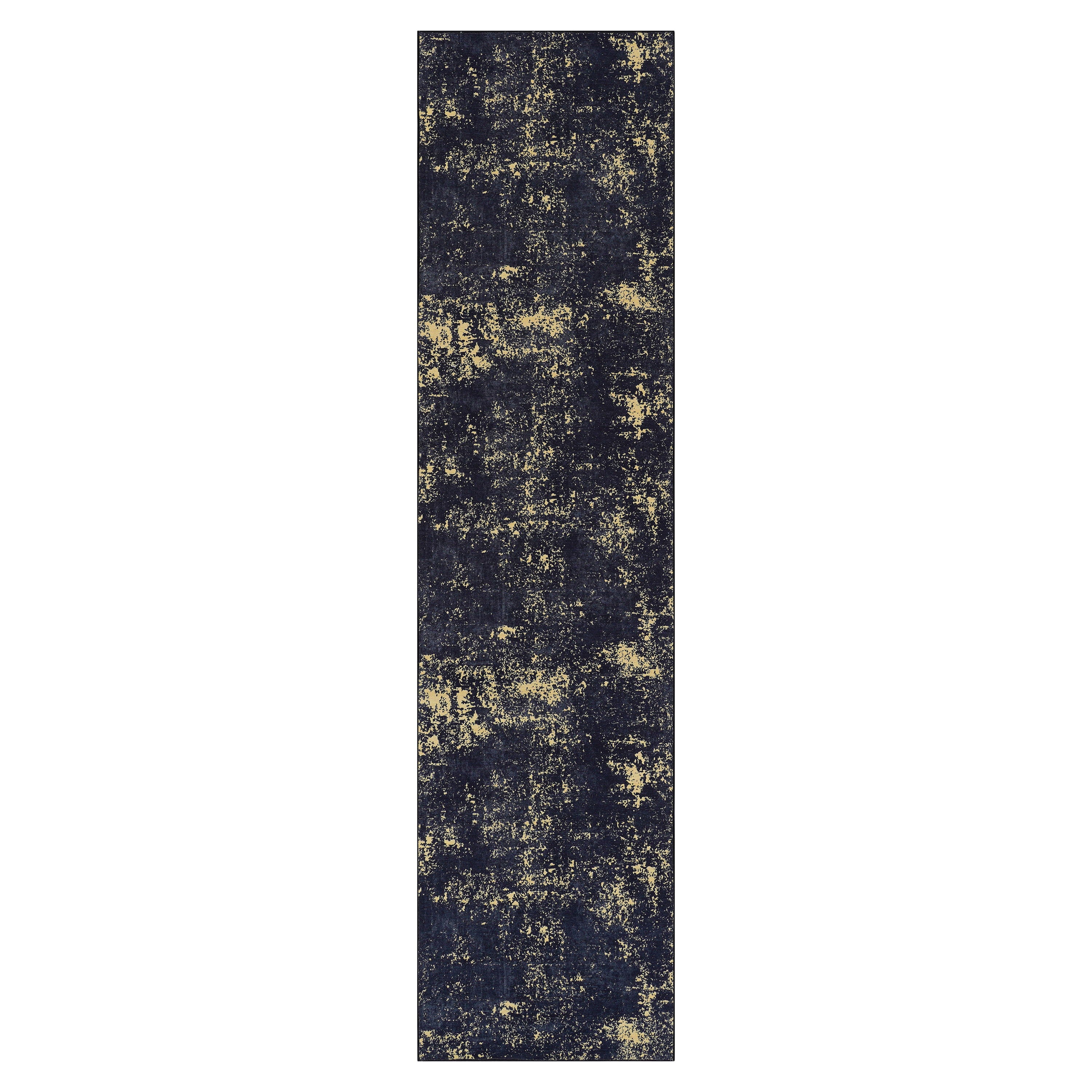 Maval - 2'6'' X 10' Washable Runner Rug - Black / Gold