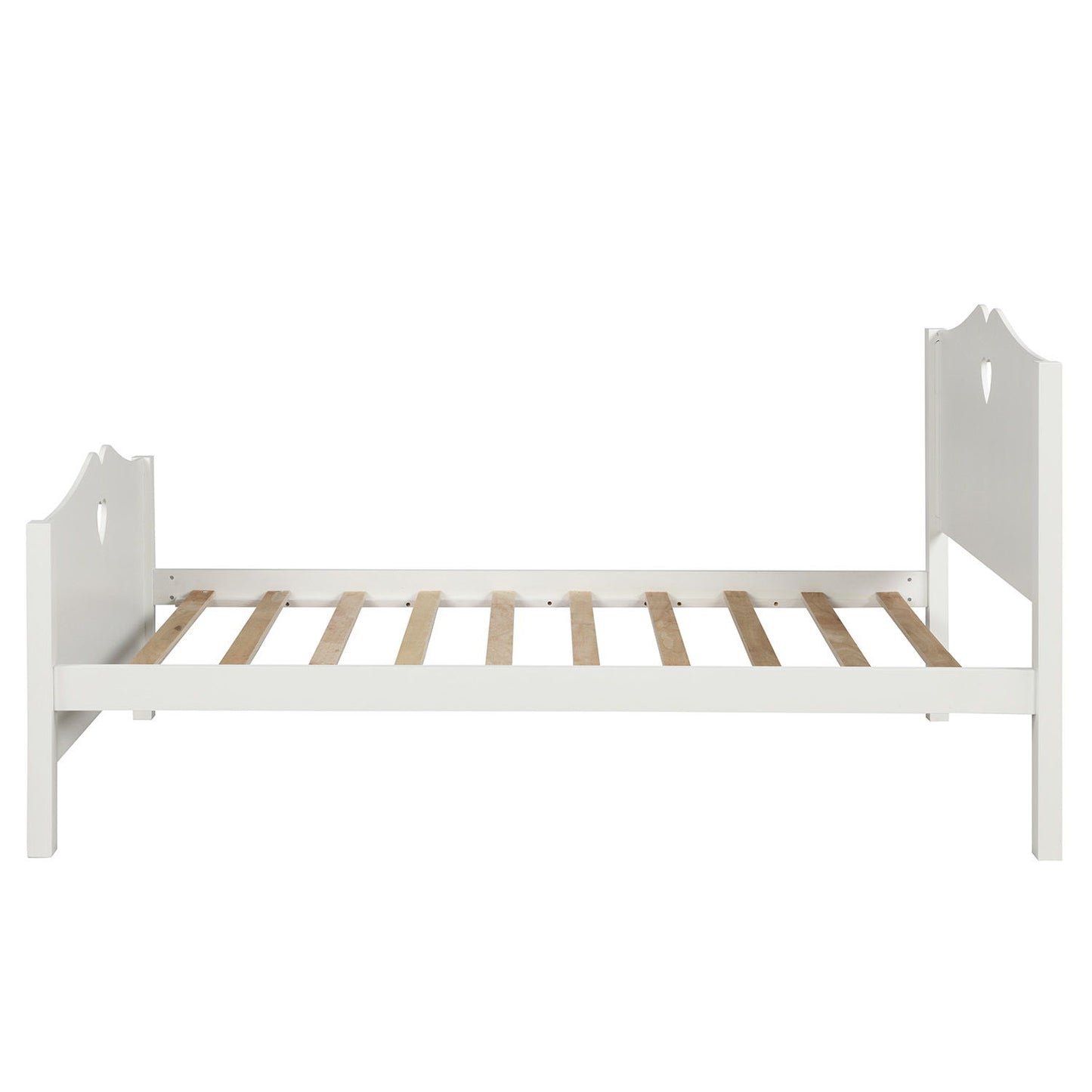 Twin Platform Bed With Slat Support And Headboard And Footboard - White